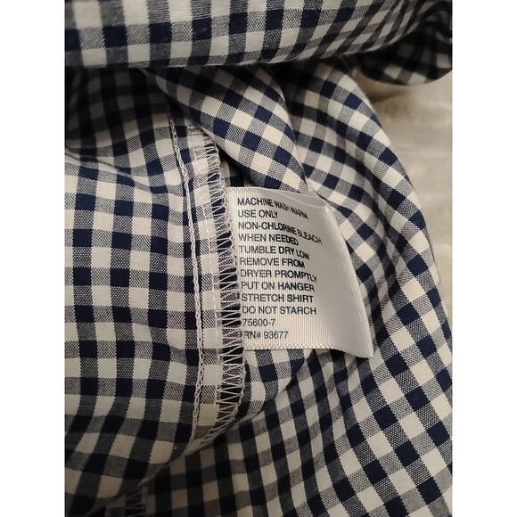 Stafford Easy Care Broadcloth Travel Shirt Blue Check Fitted 15 1/2 32/33 Pocket - Picture 8 of 9